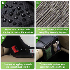 Siivton Kids Booster Seat Protector features mesh pockets for toys and snacks.