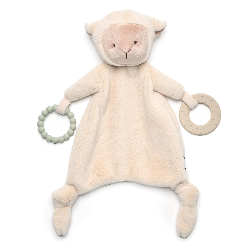 SILI FACTORY Lovey lamb teether closeup for soothing teething and cuddling.