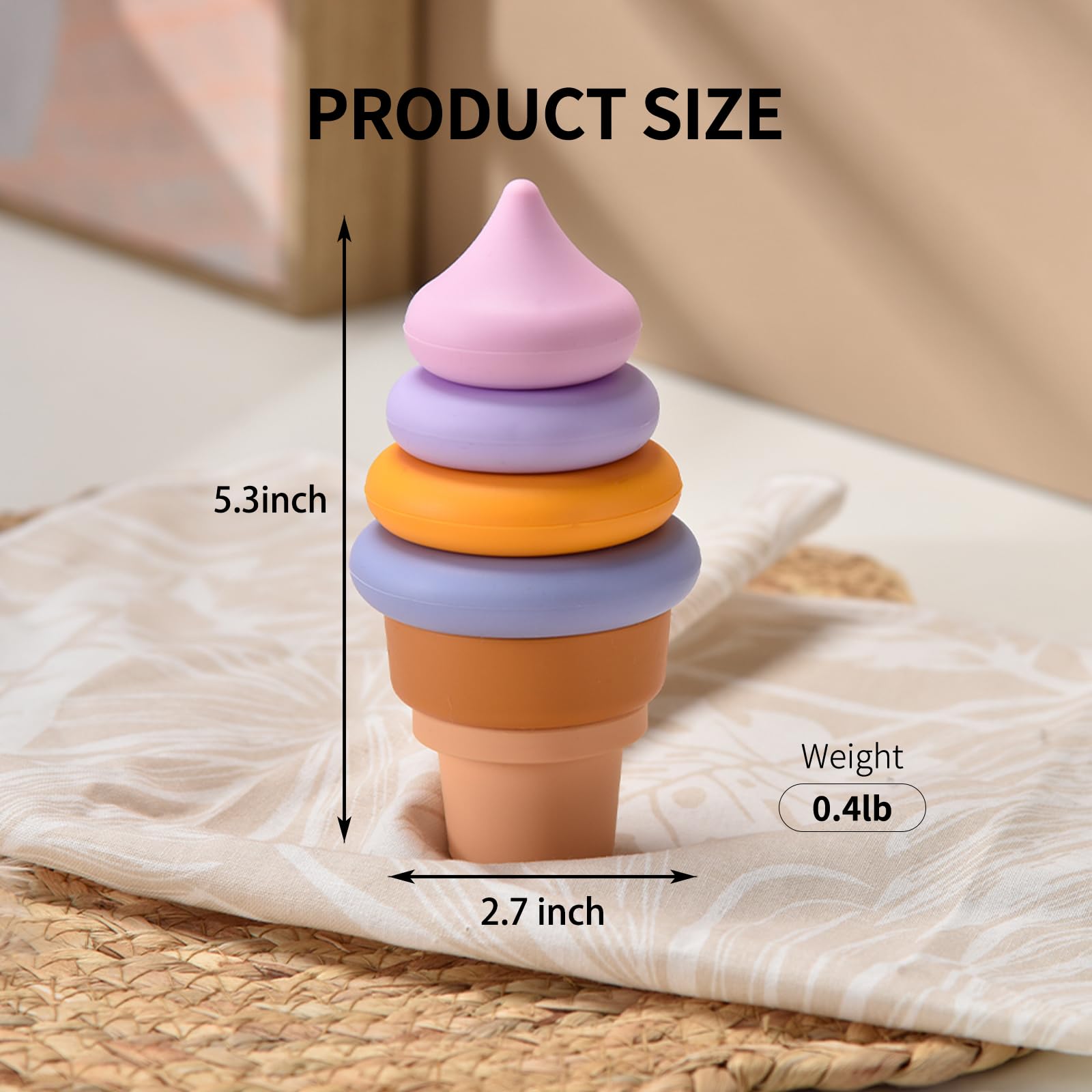 Sili Factory ice cream stacking rings blue used in pretend play and storytelling