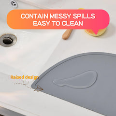 SILI FACTORY gray BPA-free silicone placemat is easy to clean after snacks