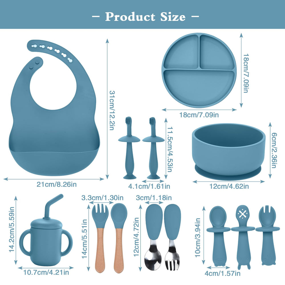 SILI FACTORY 13-piece silicone feeding set kit shown for complete eating essentials