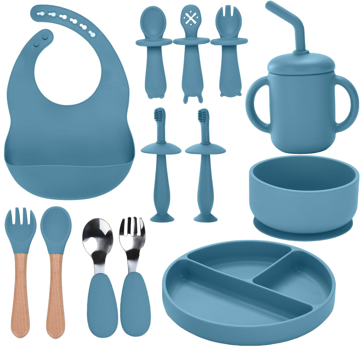 SILI FACTORY silicone feeding set suction bowl securely attached for mess-free meals
