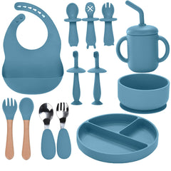 SILI FACTORY silicone feeding set suction bowl securely attached for mess-free meals