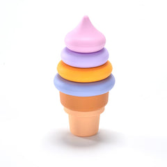 Sili Factory silicone ice cream stacking rings blue set arranged for play and fine motor study