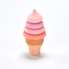 SILI FACTORY silicone ice cream toy stack rings closeup shows durable teething play