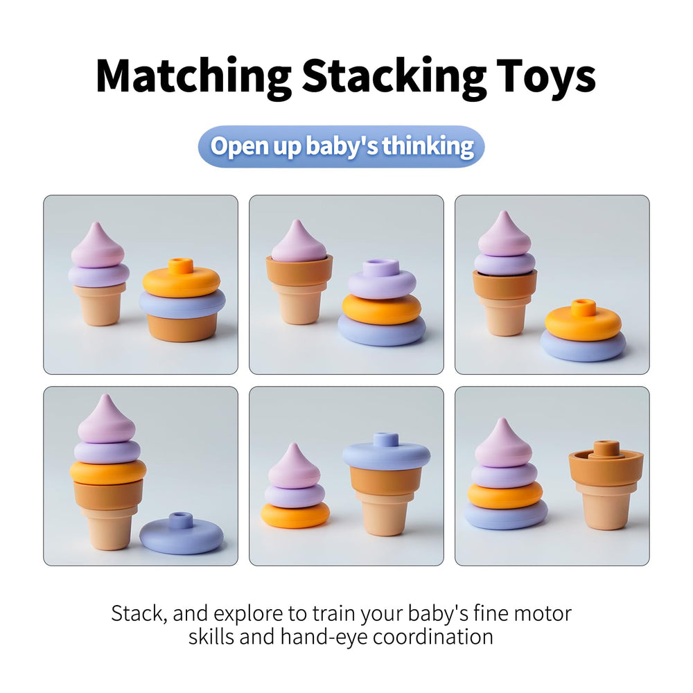 Sili Factory toddler play ice cream stacking rings showing imaginative play and motor skill building
