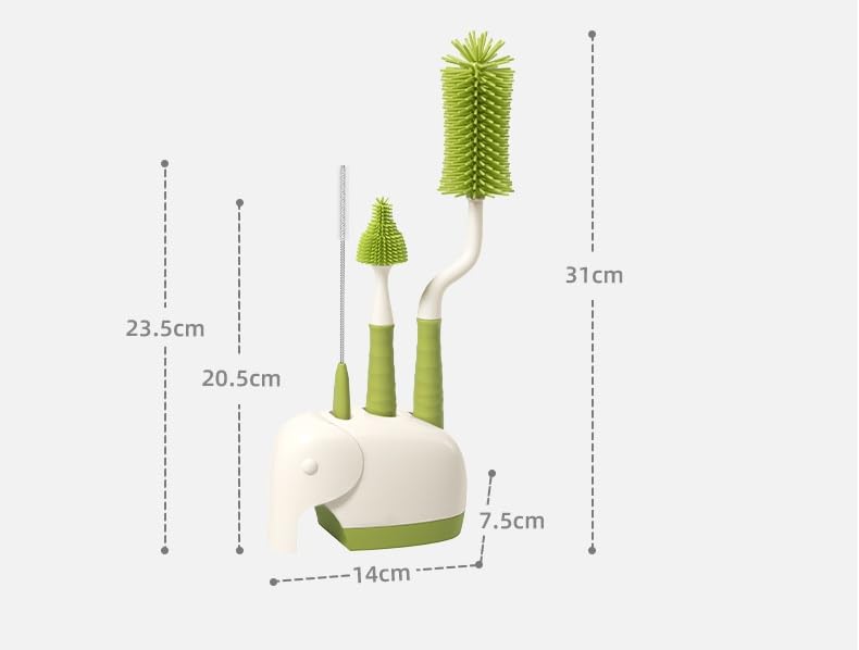 Silicone nipple brush green targets narrow nipples for thorough cleaning without scratching