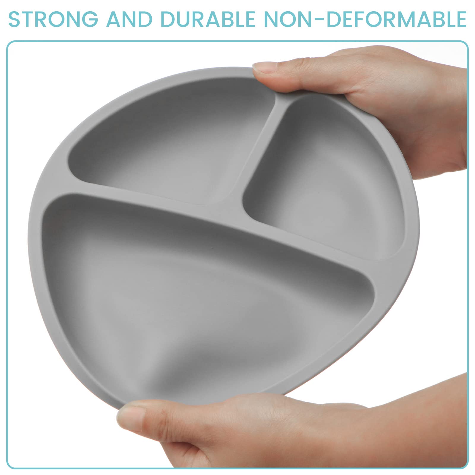 Silikong suction plate is dishwasher safe for quick cleanup after meals.