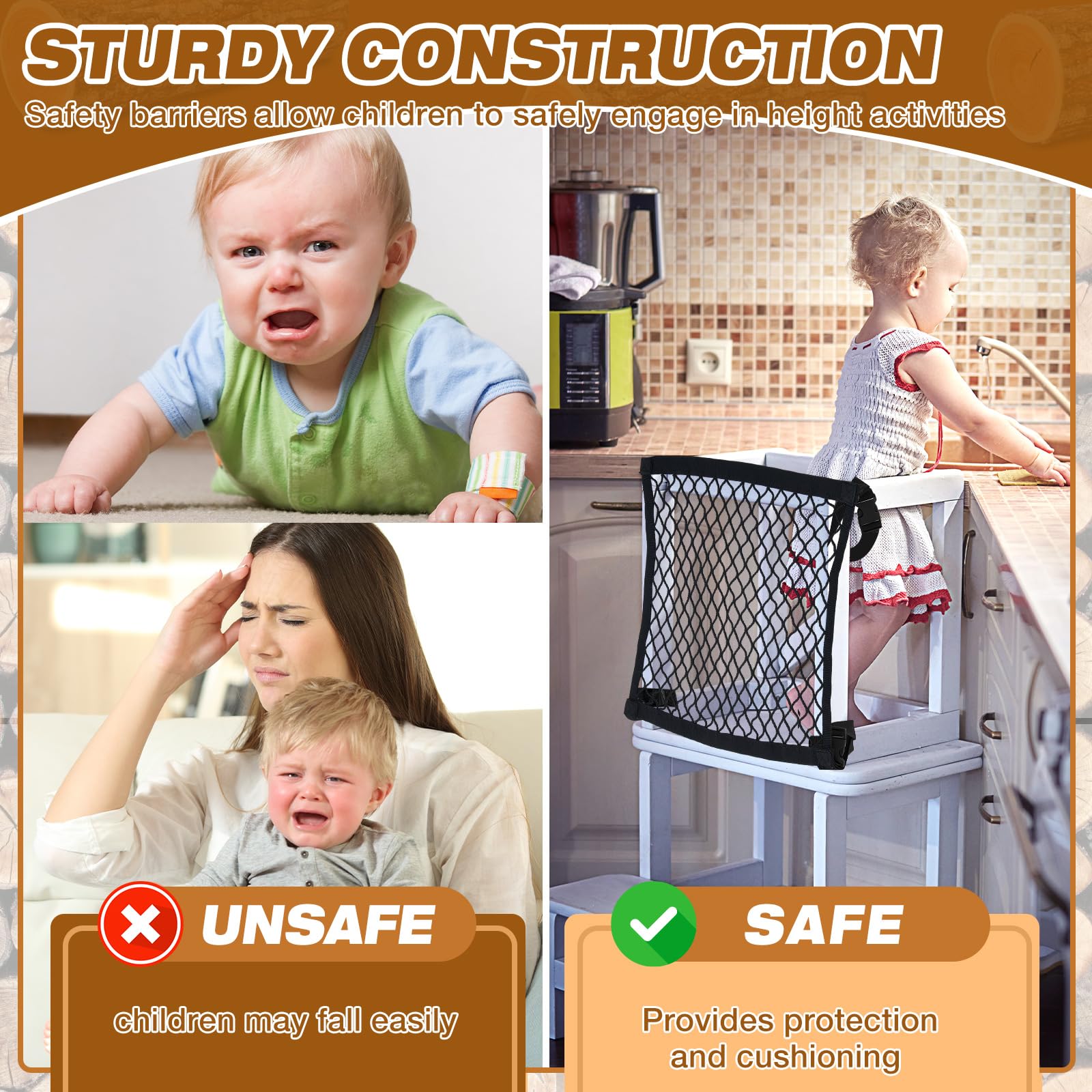 Silipull Toddlers Tower Net Guard tear-resistant edges boost durability.