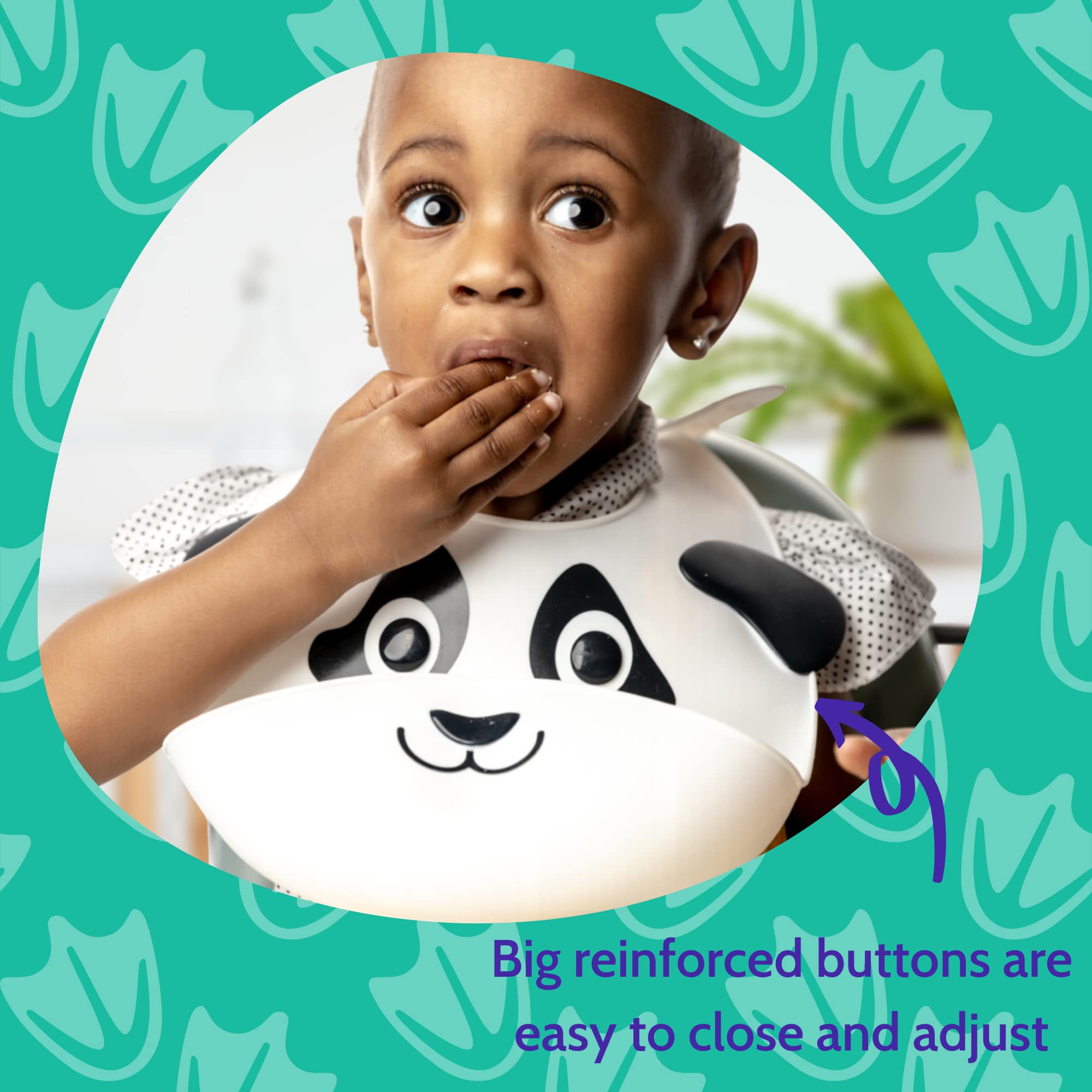 Silly Goose Panda Bib is dishwasher-safe for quick cleanup after meals.