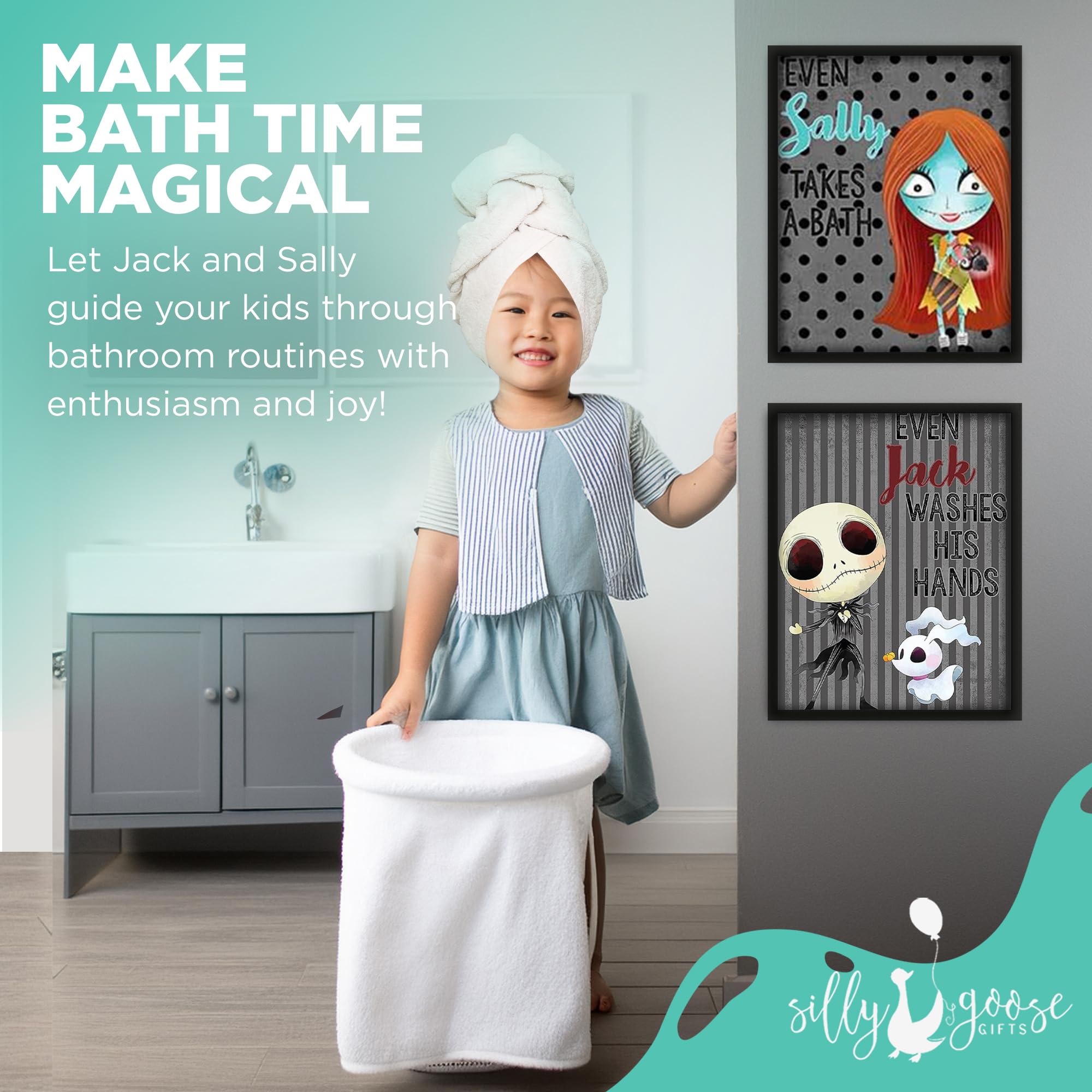 Silly Goose Gifts character bathroom reminders prints deliver playful decor for everyday routines.