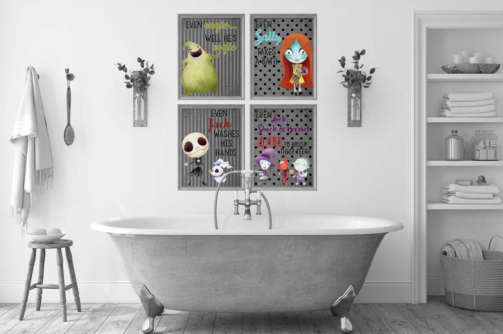 Silly Goose Gifts Jack washes hands print encourages routine with spooky charm for bathrooms.