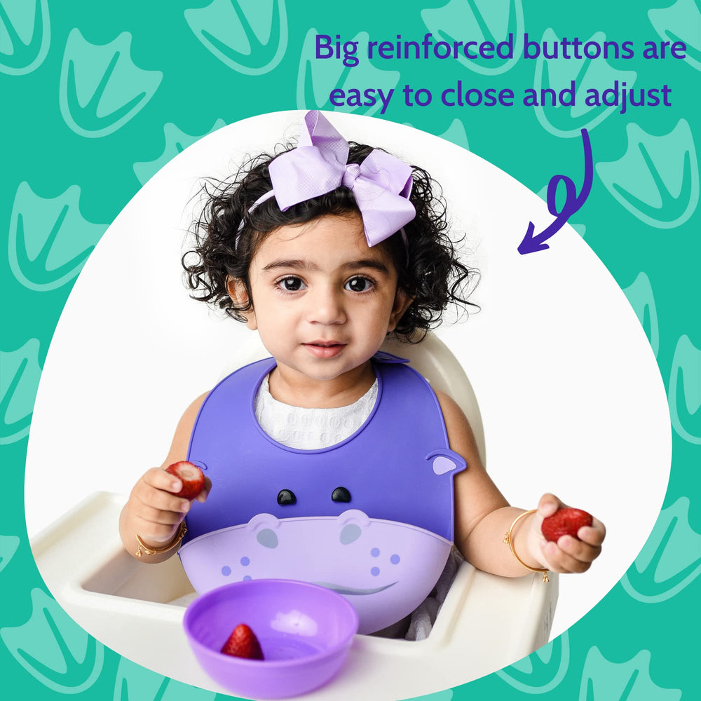 Silly Goose hippo bib dishwasher-safe for easy cleanup