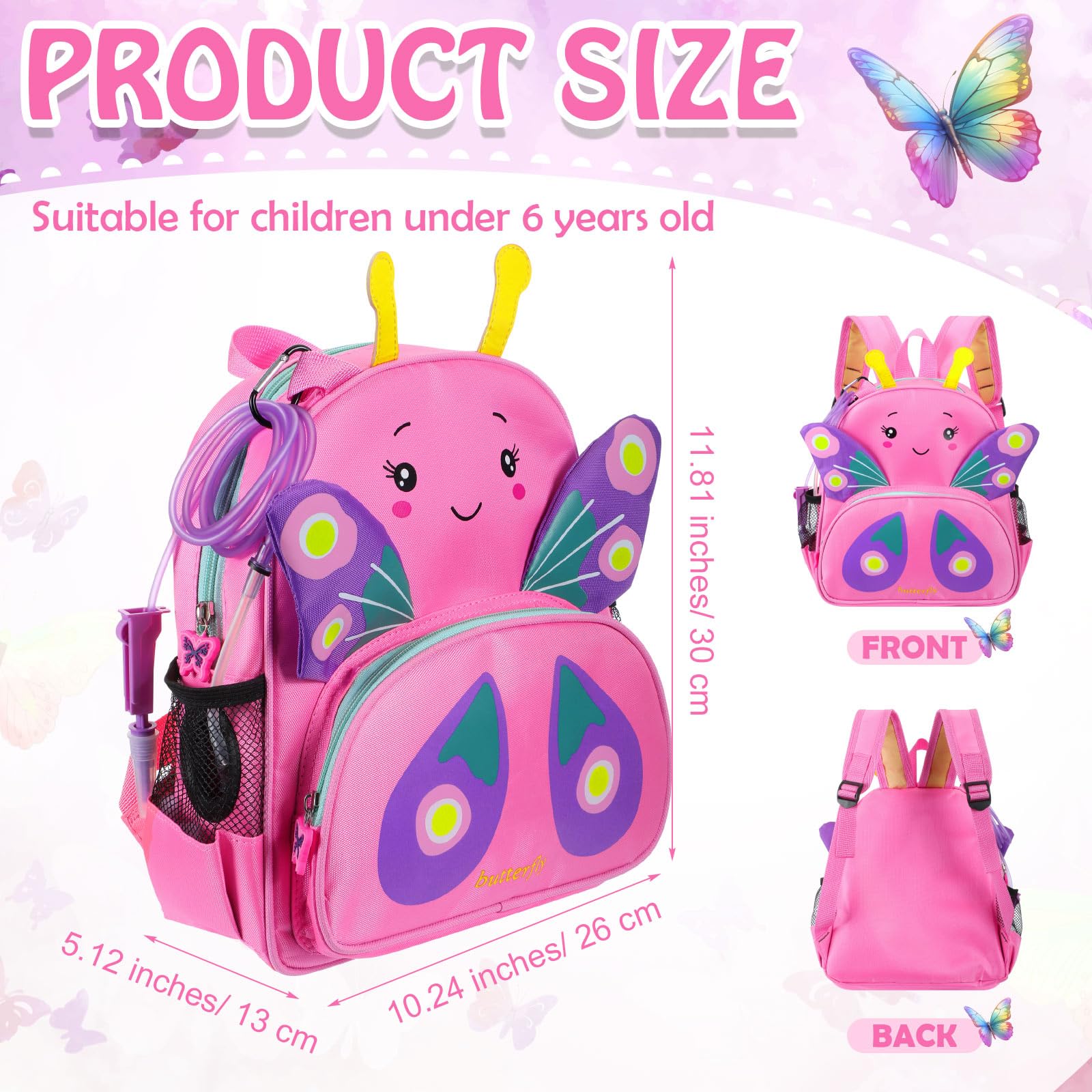SilTriangle butterfly-backpack-aluminum-hook-band provides sturdy support for feeding supplies