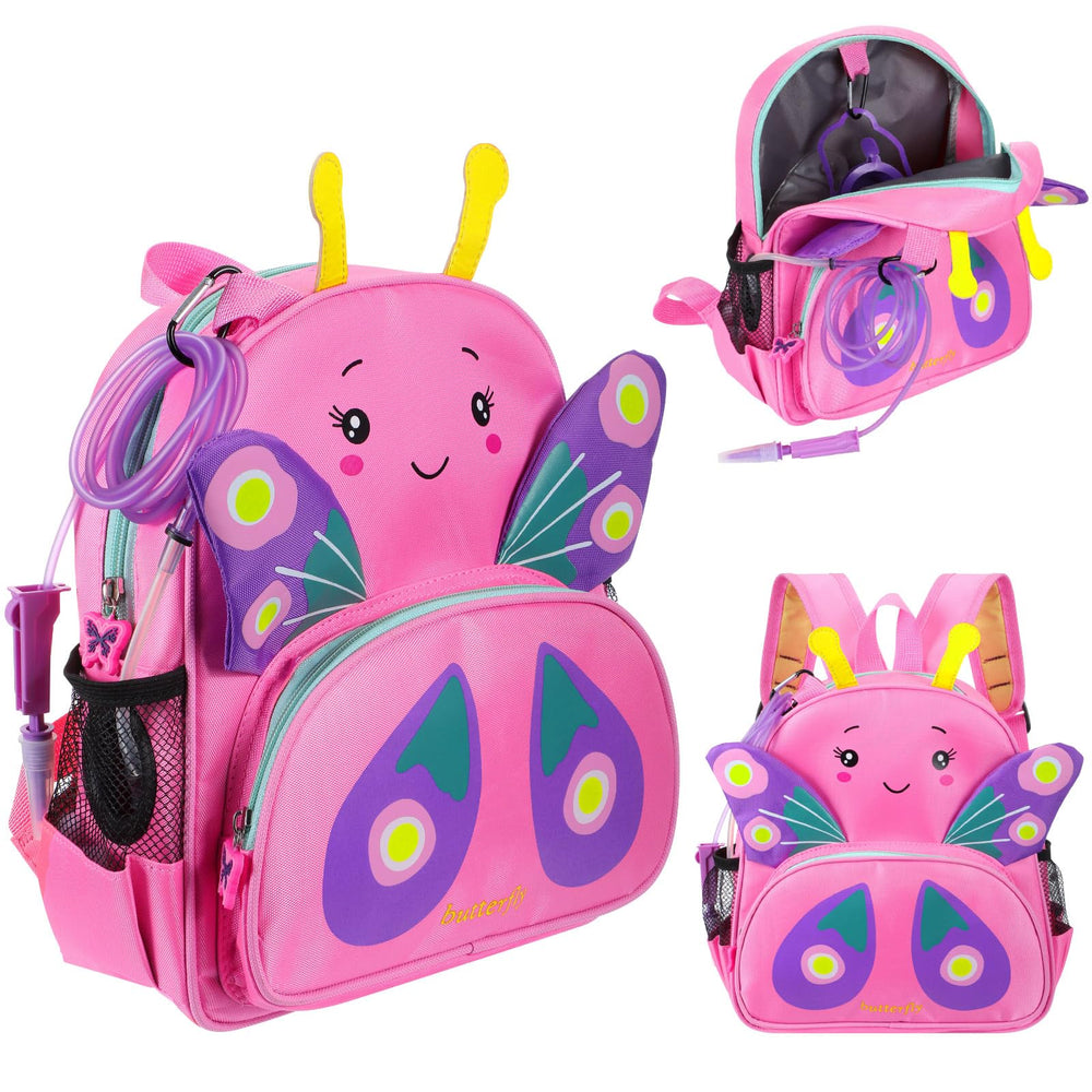 SilTriangle butterfly-feeding-backpack left-pocket-hole enables easy tubing routing for caregivers