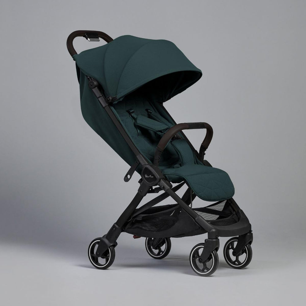 Silver Cross Clic lie-flat seat in Conifer for newborn comfort.