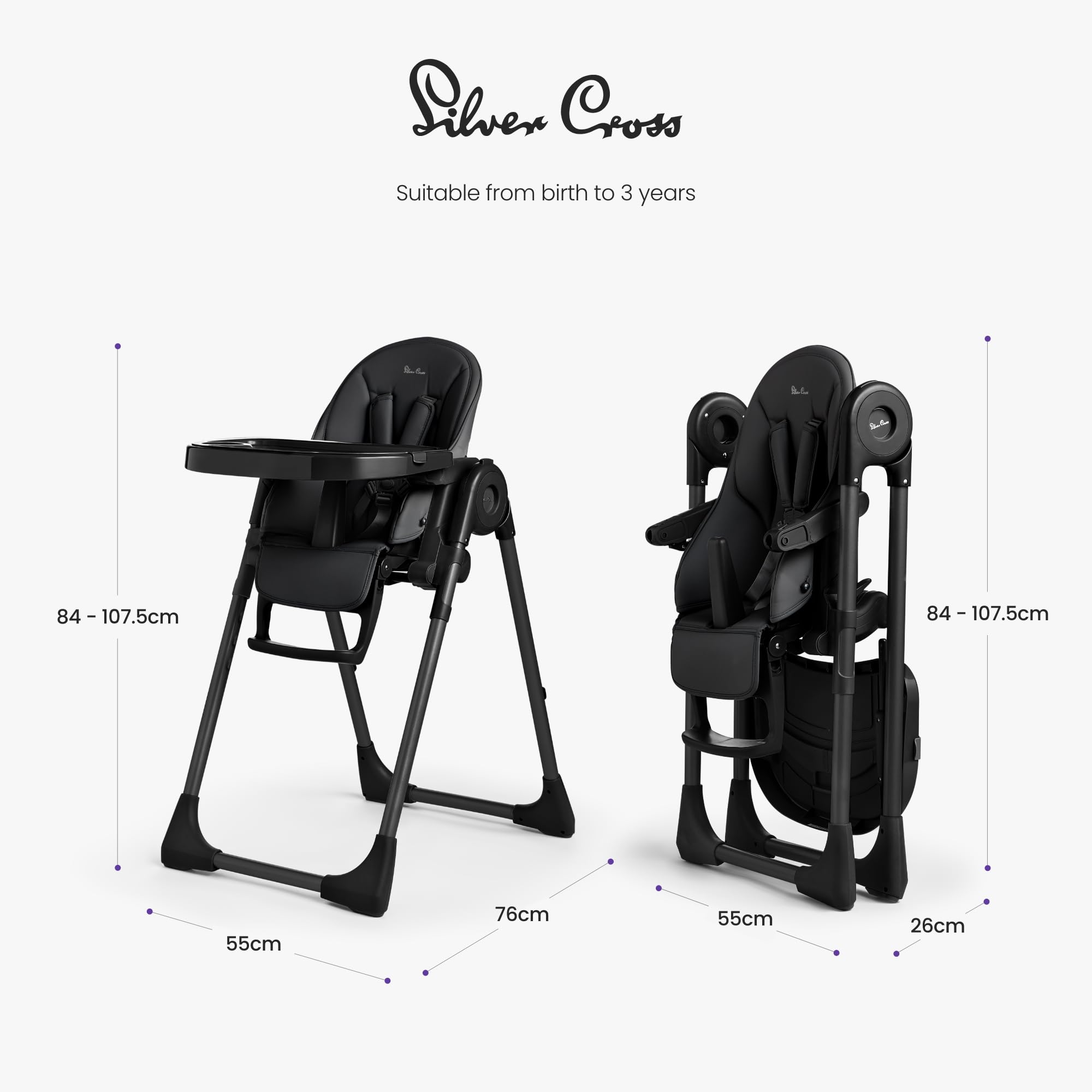 Silver Cross Gourmet high chair dishwasher-safe tray supports quick cleanup after meals