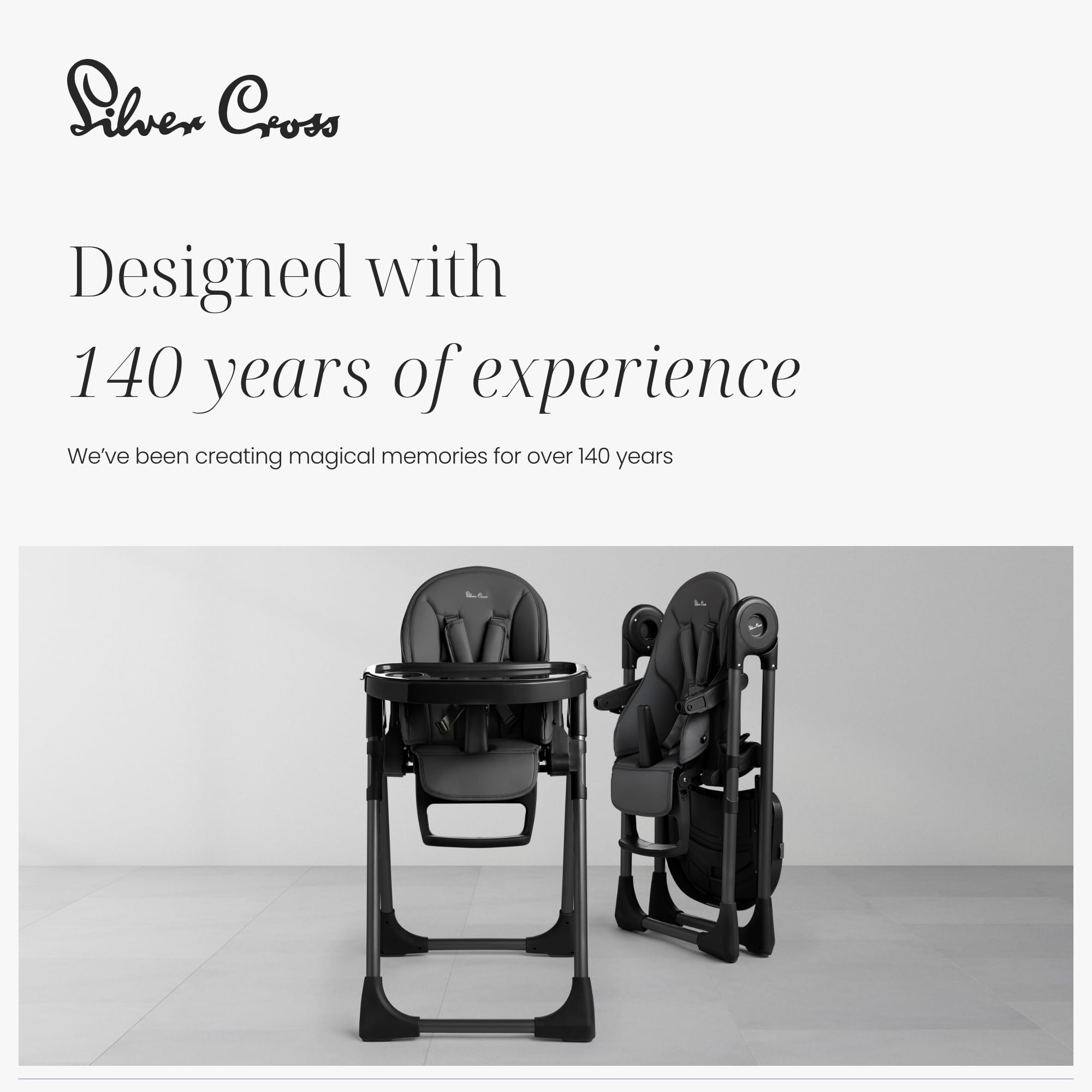Silver Cross Gourmet high chair lightweight design at about 18 lbs for easy transport