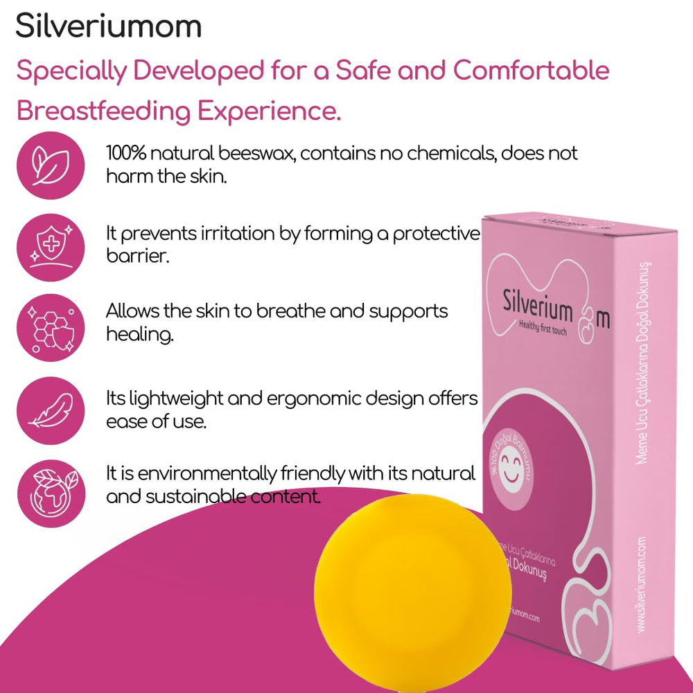 Silveriumom Beeswax Nipple Covers in use demonstrates comfortable breastfeeding protection