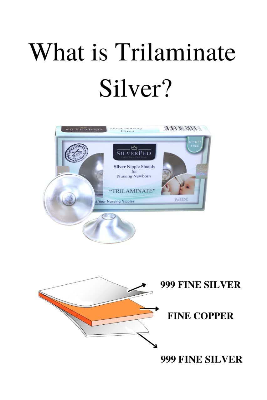 SilverPed reusable breastfeeding accessory image signals sustainability benefits.