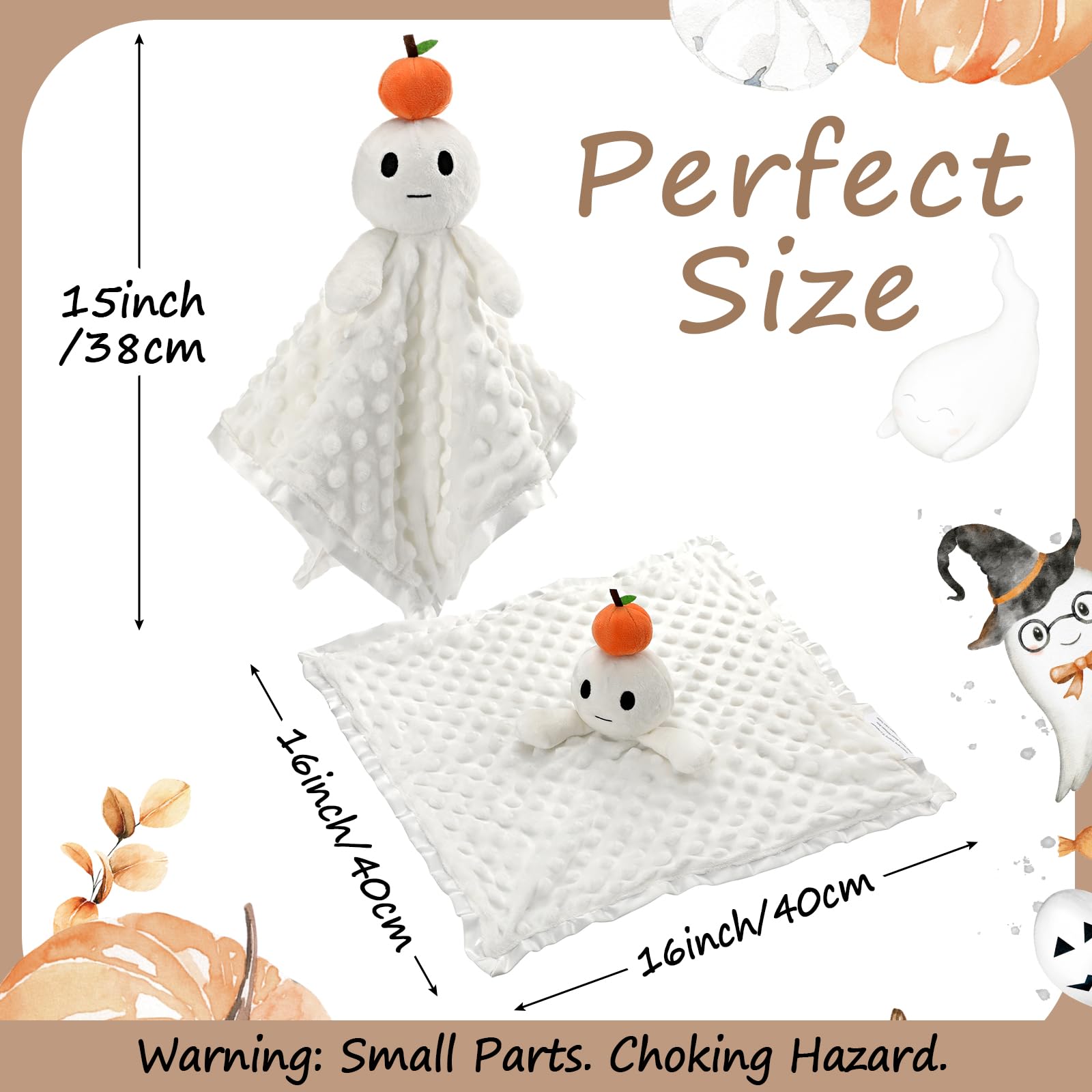 Simgoing ghost-pumpkin design detail appeals to babies with visual interest during quiet time
