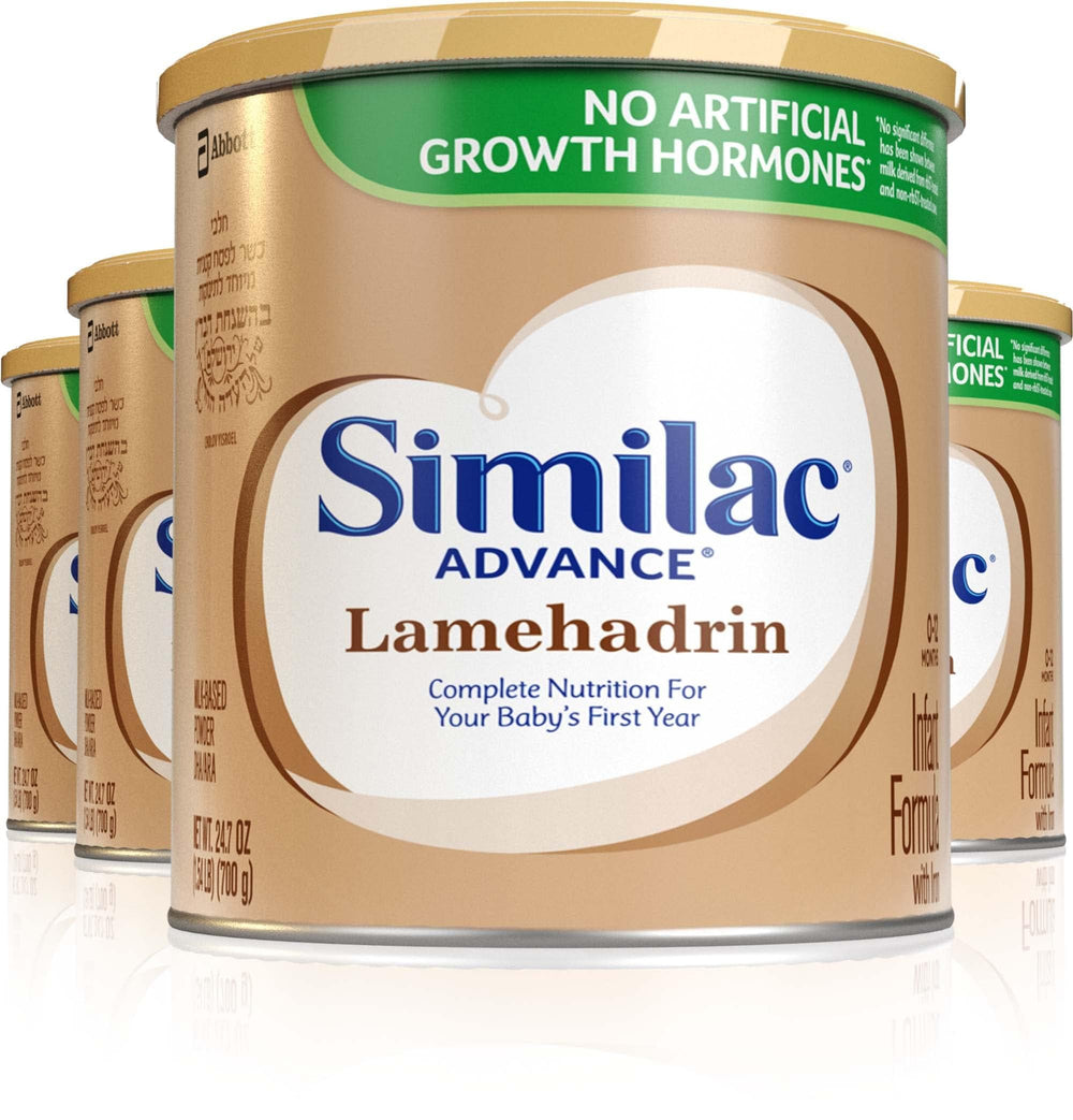 Similac Advance Lamehadrin can top view highlighting kosher-certified infant nutrition for growing babies.
