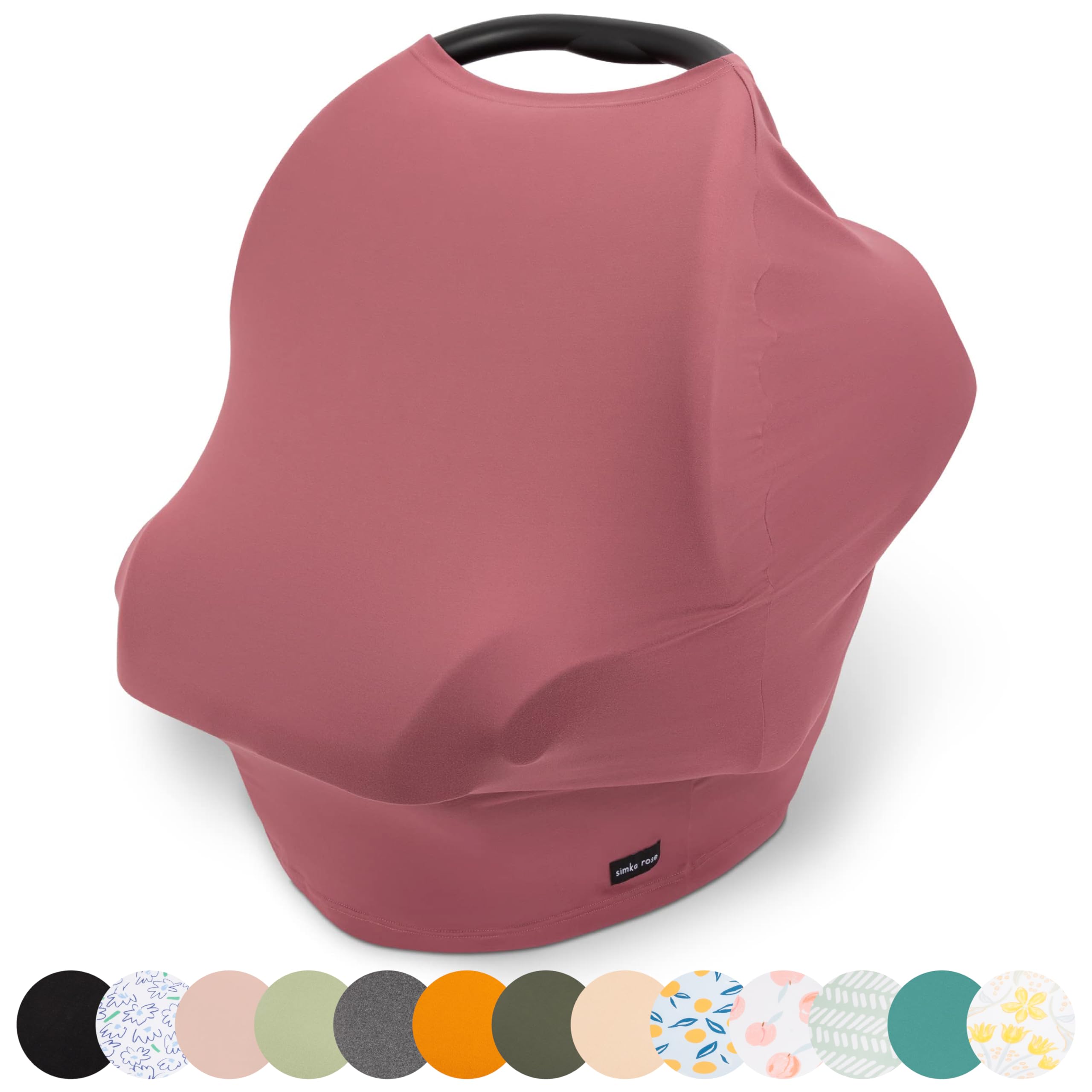 Simka Rose car-seat-cover-nursing-cover in mauve offers versatile privacy on the go.