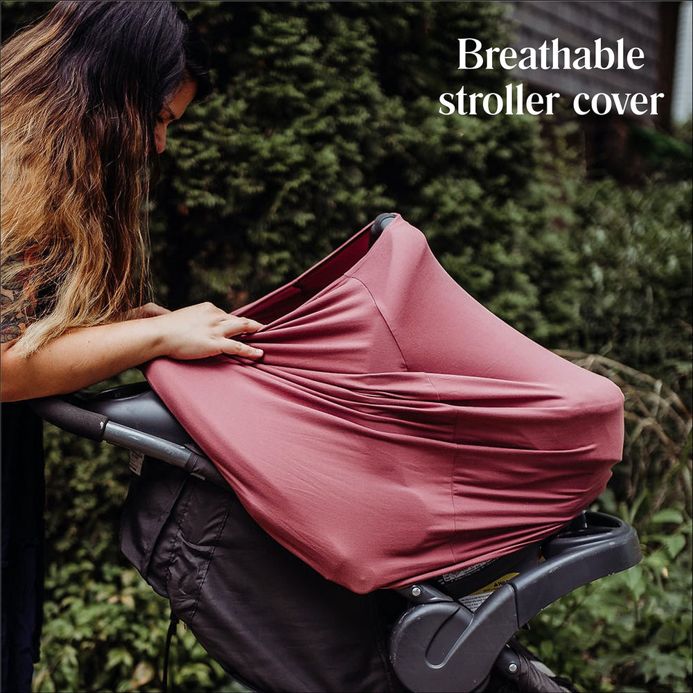 Simka Rose light blanket provides gentle warmth during stroller outings.