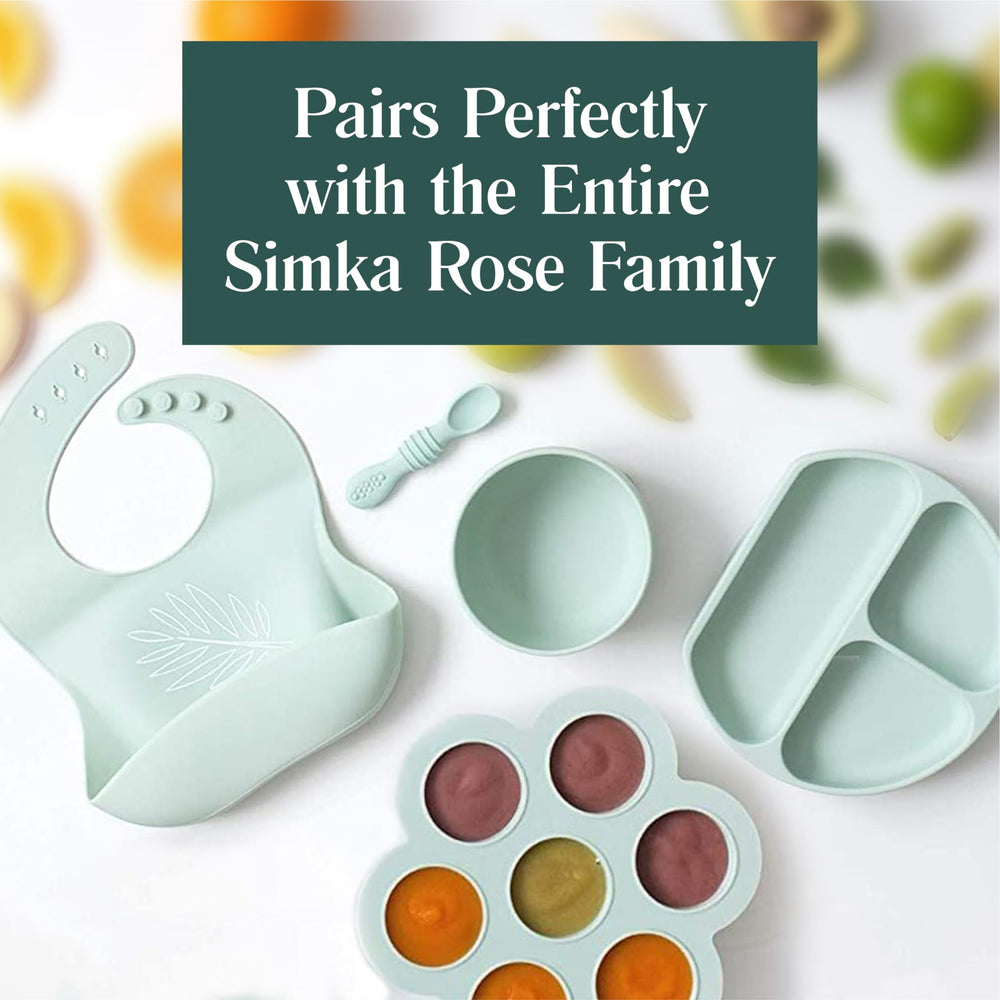 Simka Rose peach mealtime set helping reduce spills during feeding