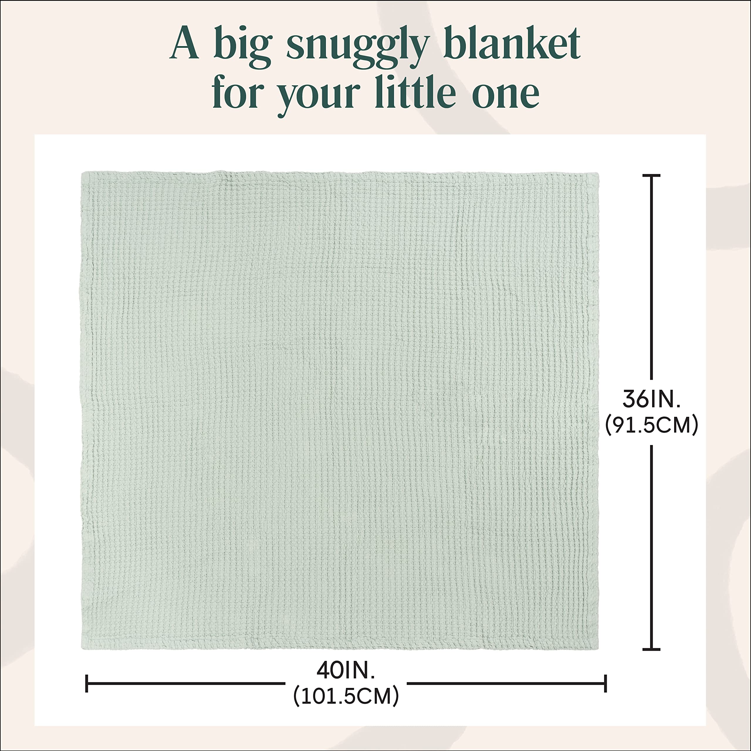 Simka Rose waffle baby blanket close-up shows soft cotton and lightweight warmth.