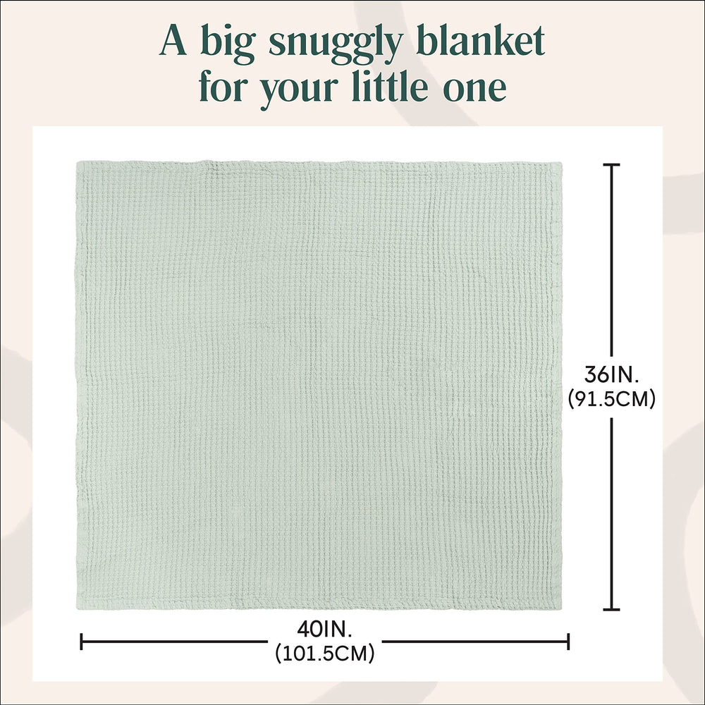 Simka Rose waffle baby blanket close-up shows soft cotton and lightweight warmth.