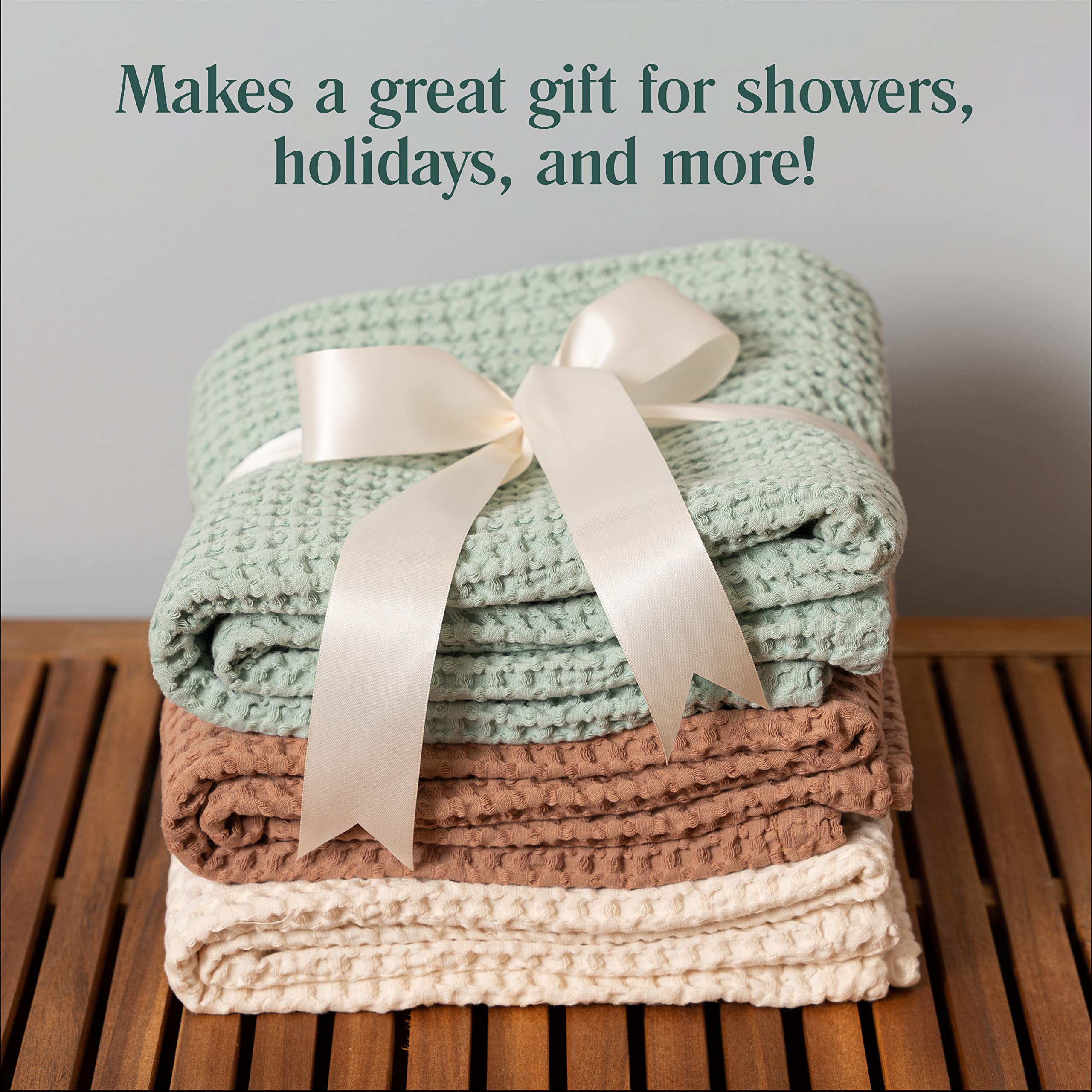Simka Rose waffle baby blanket makes a thoughtful baby shower gift.