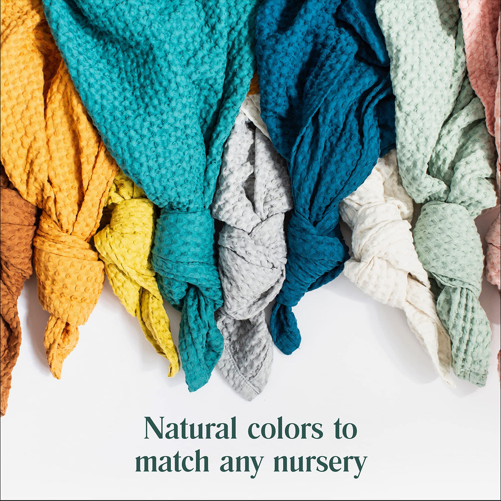 Simka Rose waffle baby blanket proudly designed in the USA for parents.
