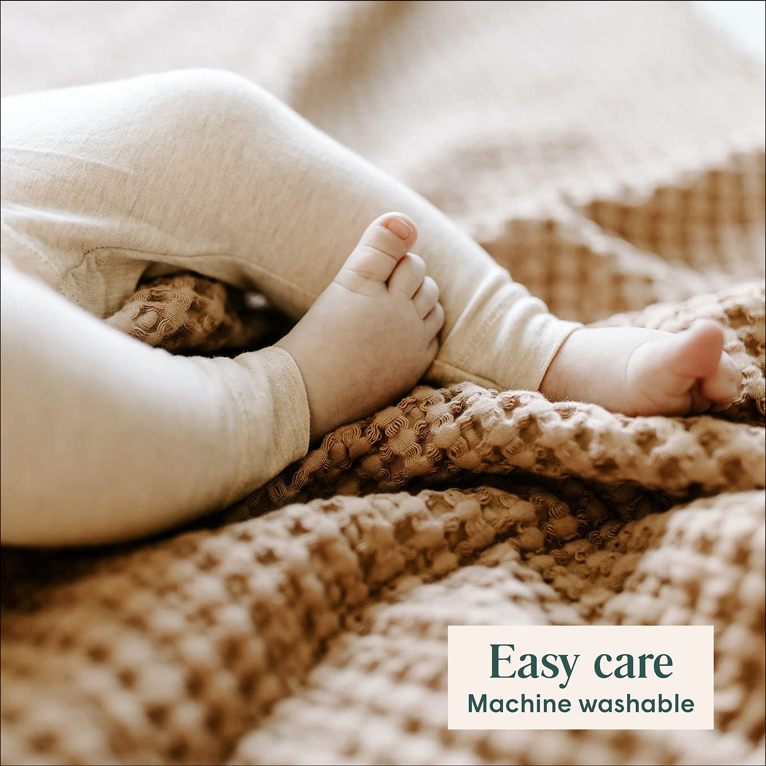 Simka Rose waffle blanket neutral colors complement any nursery theme
