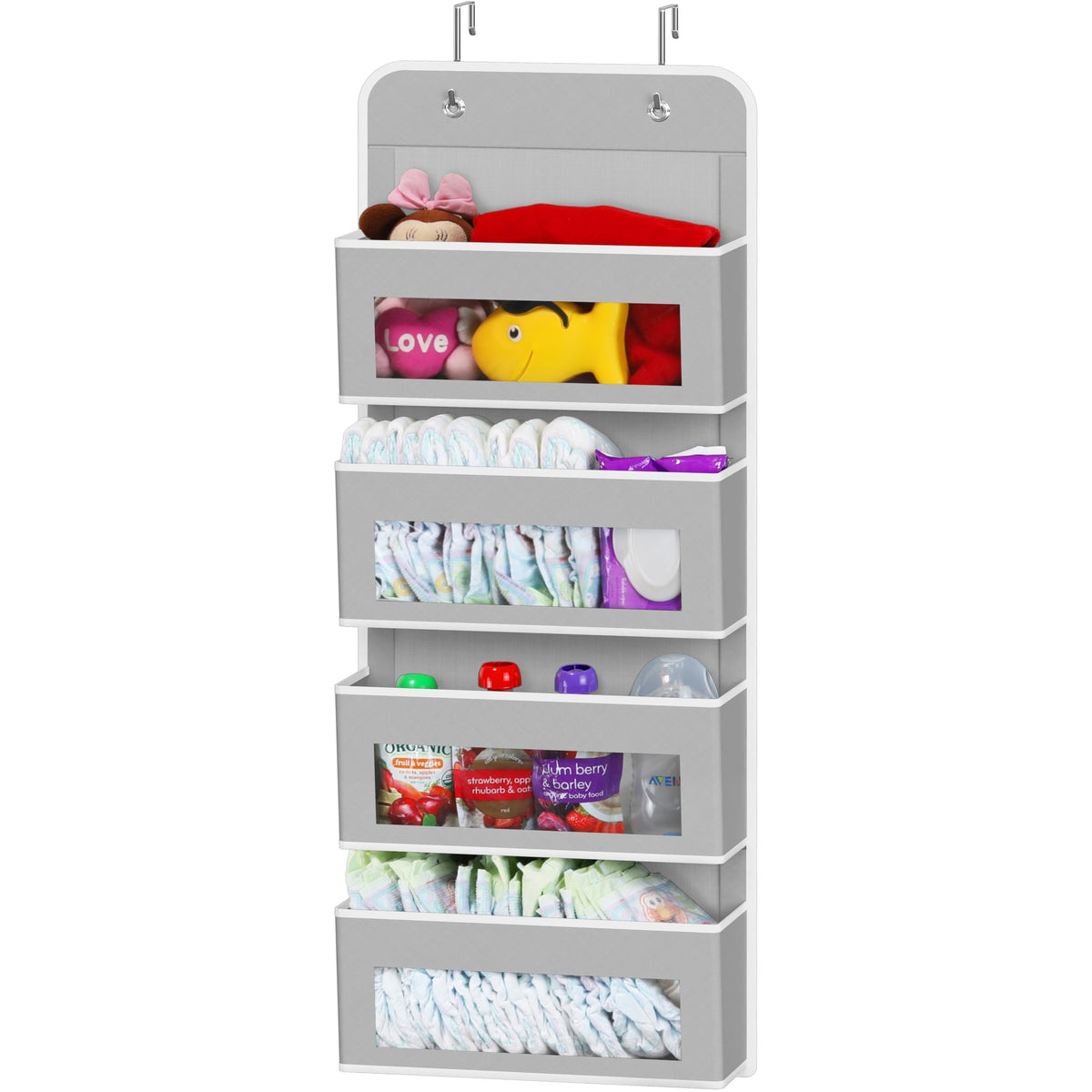 Simple Houseware 4-pocket door organizer with clear windows keeps items visible and reachable.