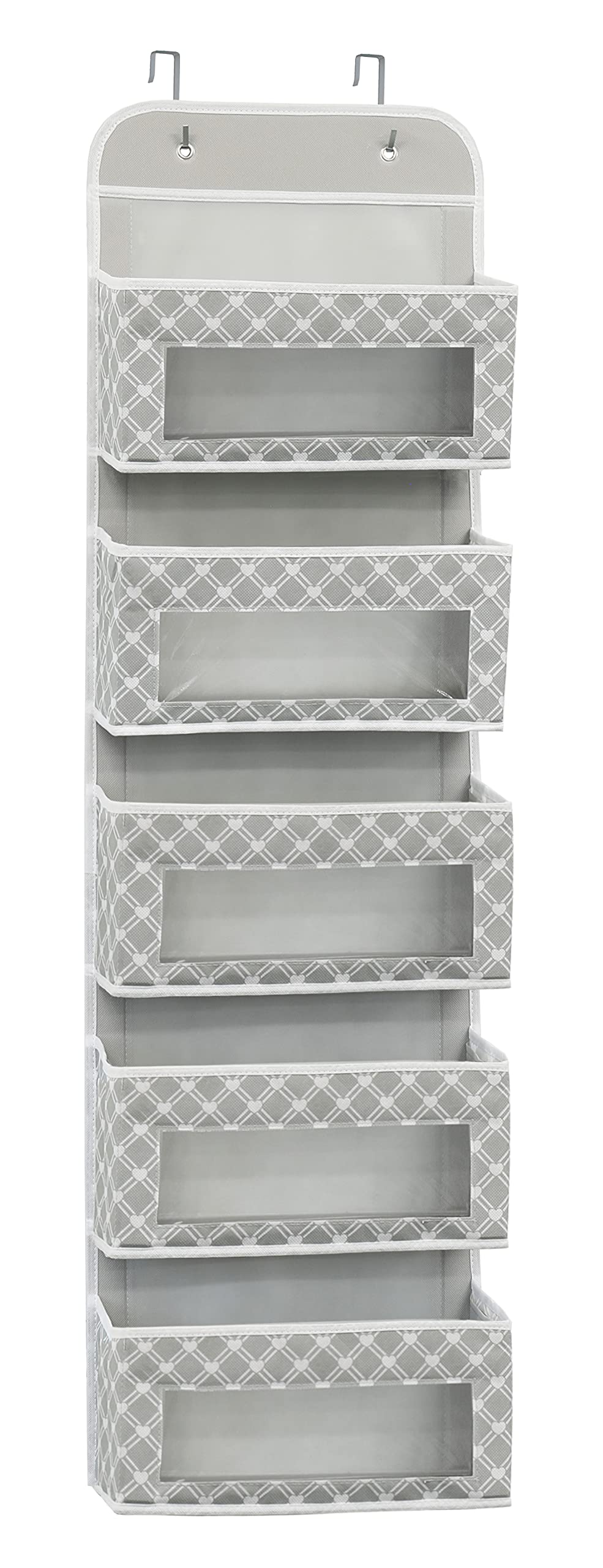 Simple Houseware 5-pocket organizer in nursery maximizing vertical storage without floor clutter.