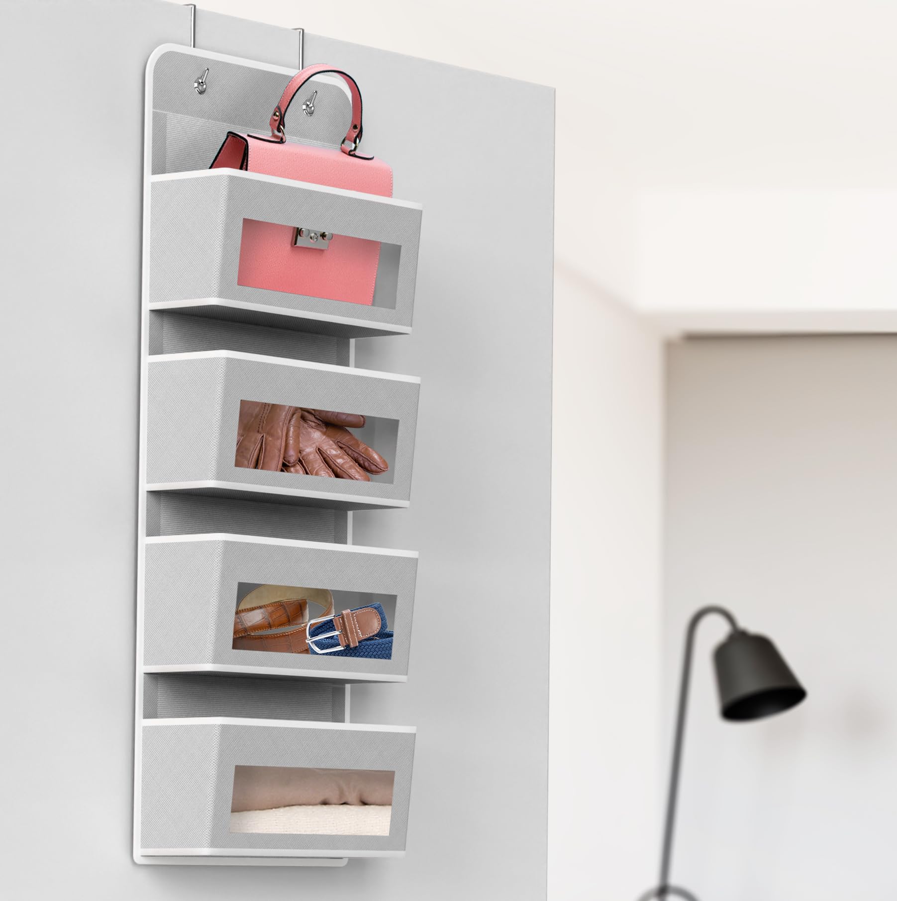 Simple Houseware door organizer keeps nursery and bathroom items tidy and within reach.