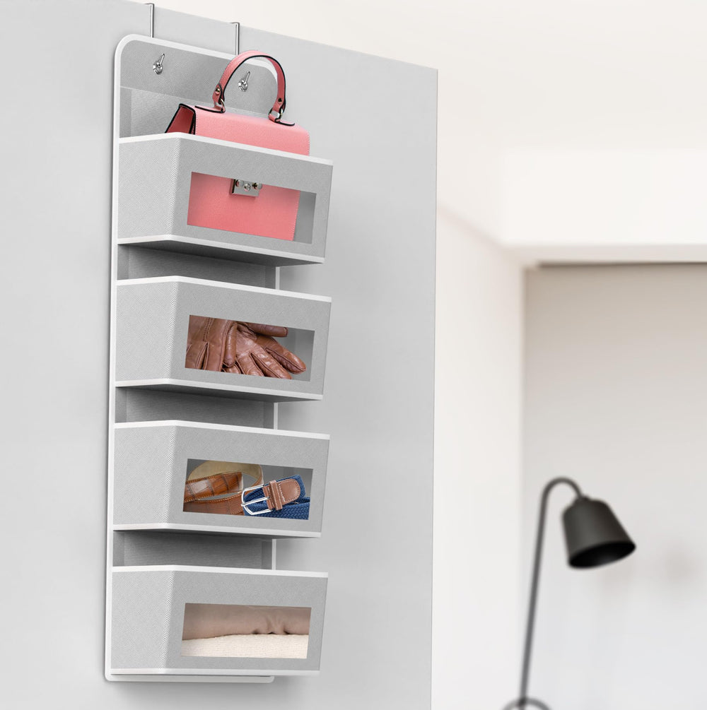 Simple Houseware door organizer keeps nursery and bathroom items tidy and within reach.