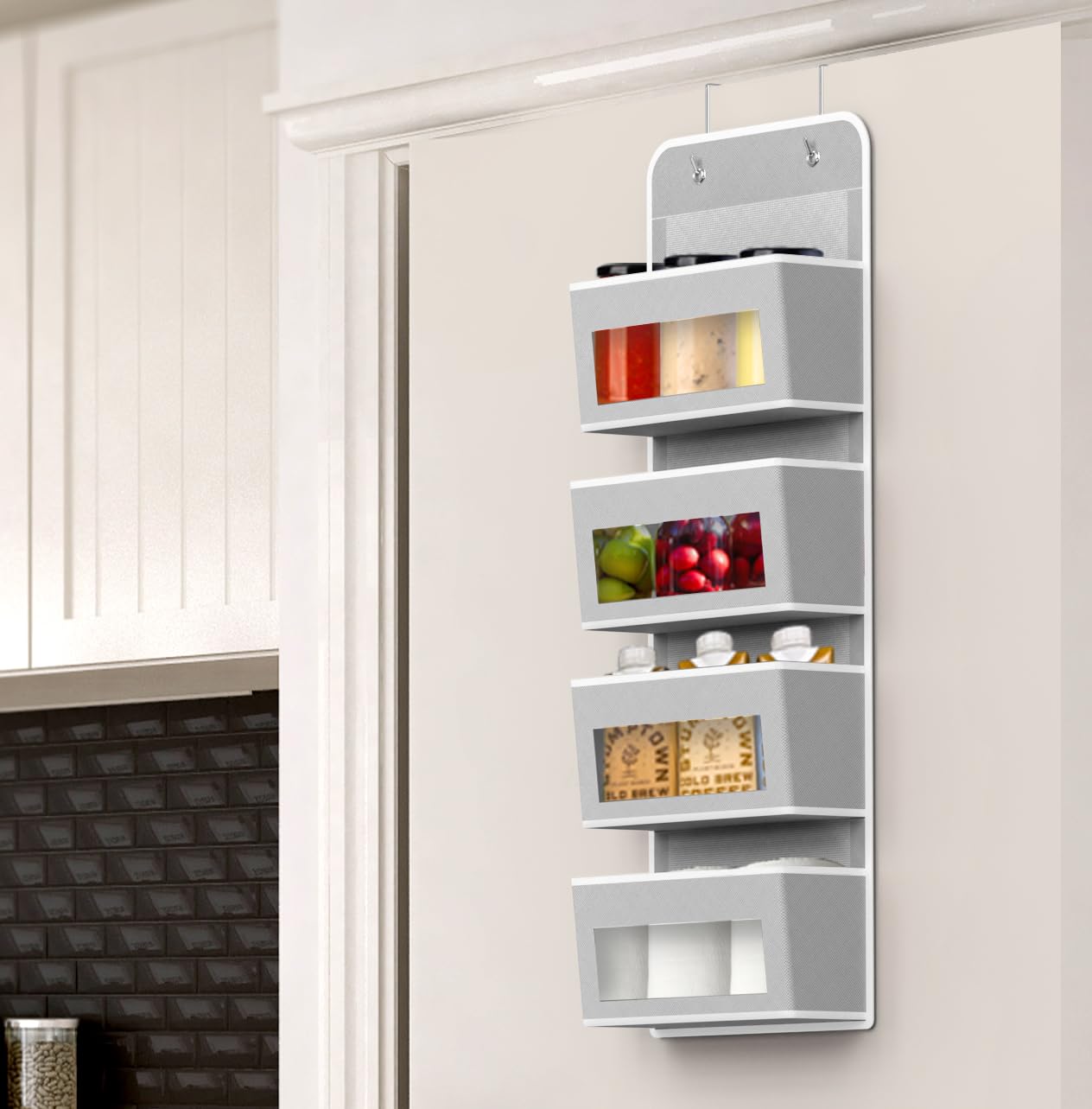 Simple Houseware clear-window pockets organize bathroom essentials at a glance.