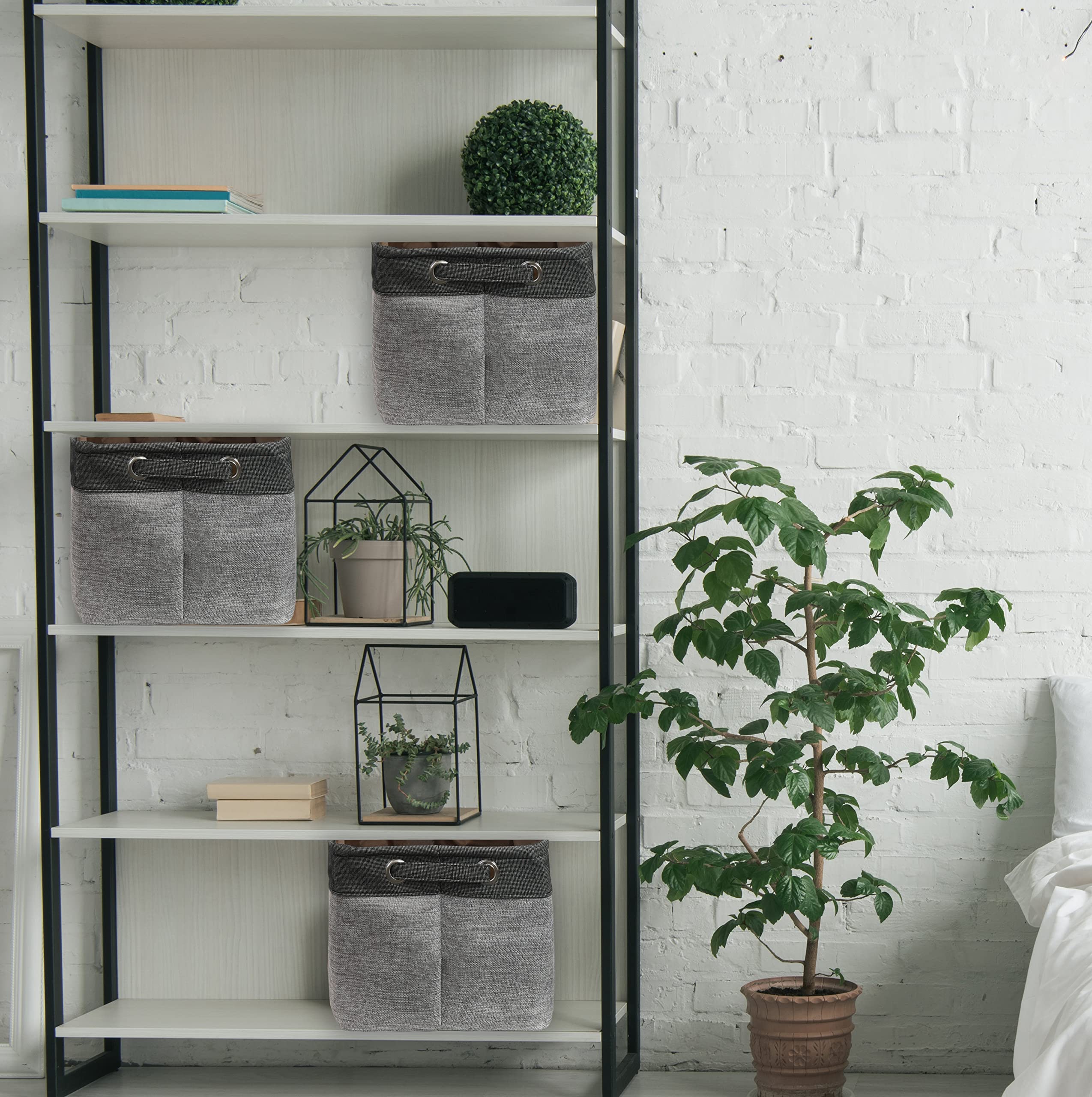 Simple Houseware large fabric storage bin collapsible design folds flat for compact storage.