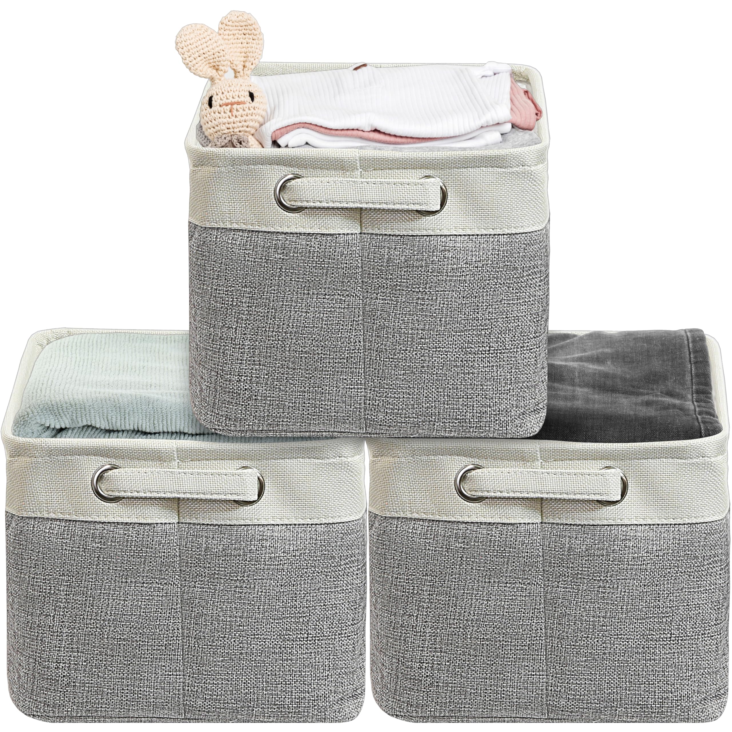 Simple Houseware storage bin gray closed on shelf for closet organization