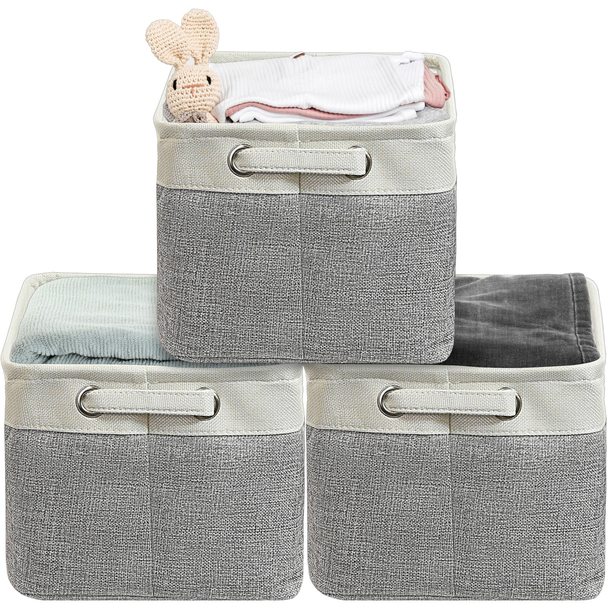 Simple Houseware storage bin gray closed on shelf for closet organization