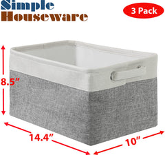 Simple Houseware storage bin gray with handles for easy carrying