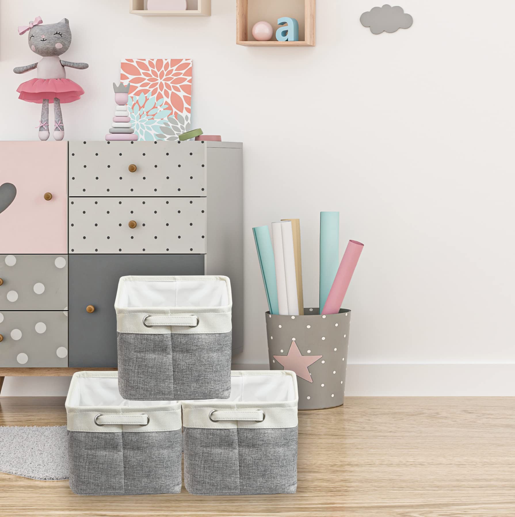 Simple Houseware storage bin gray multi-use for clothes, toys, pet supplies