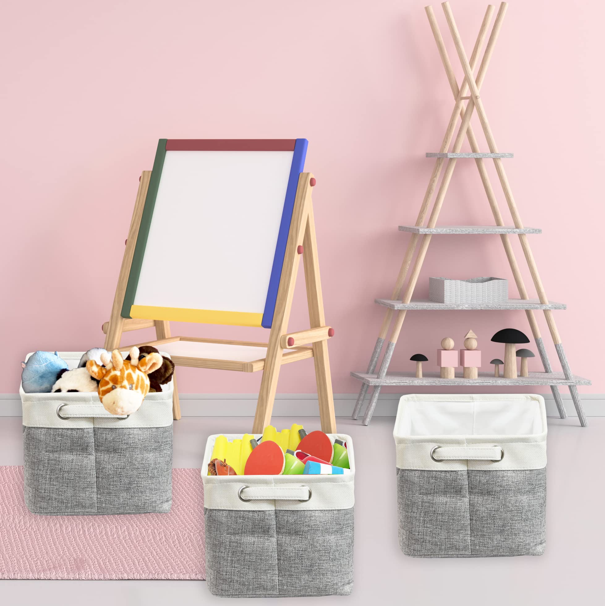 Simple Houseware storage bin gray on shelf showing ample interior space
