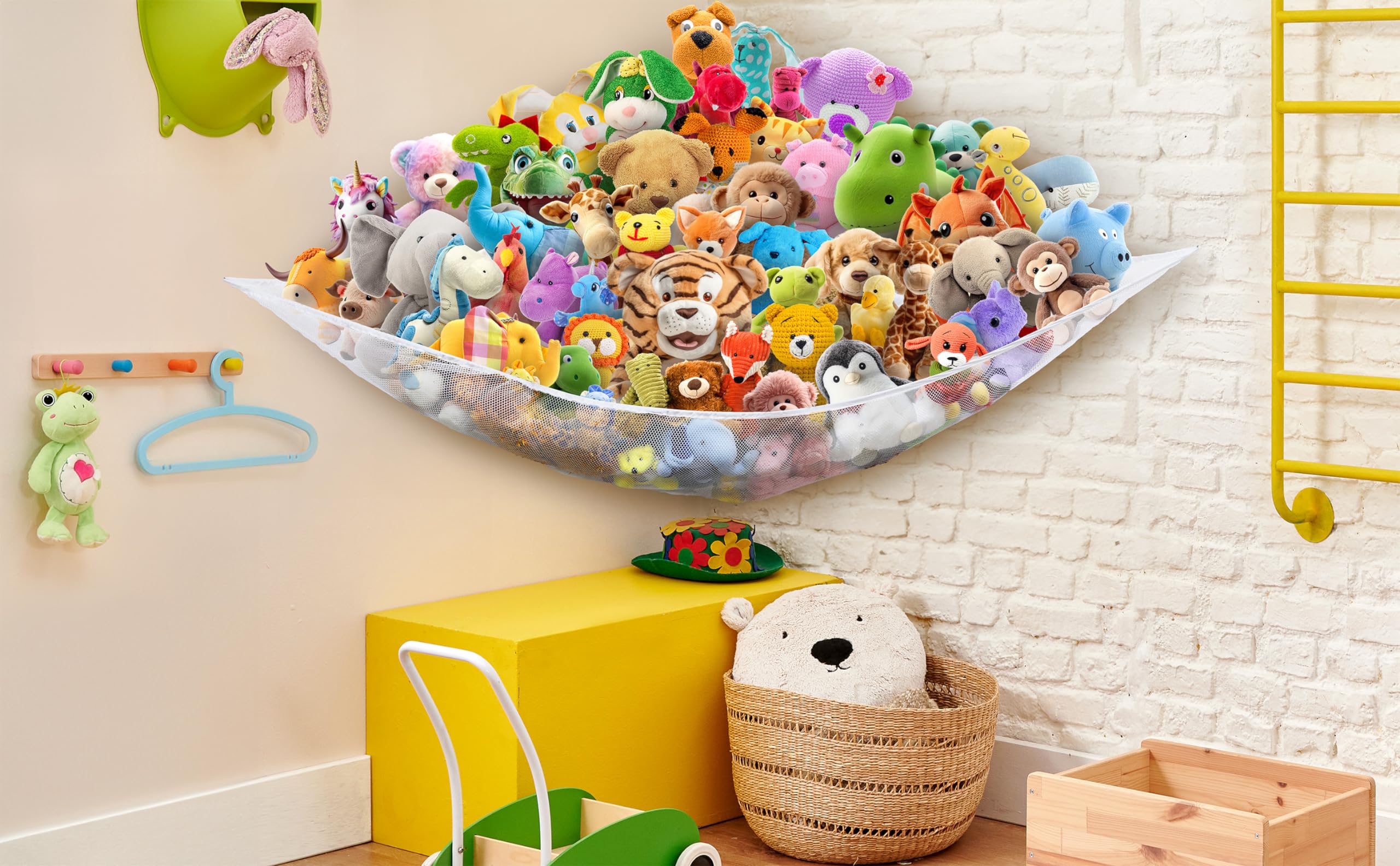 Simple Houseware stuffed-animal-hammock-net accessible-toy-storage for small and large toys.