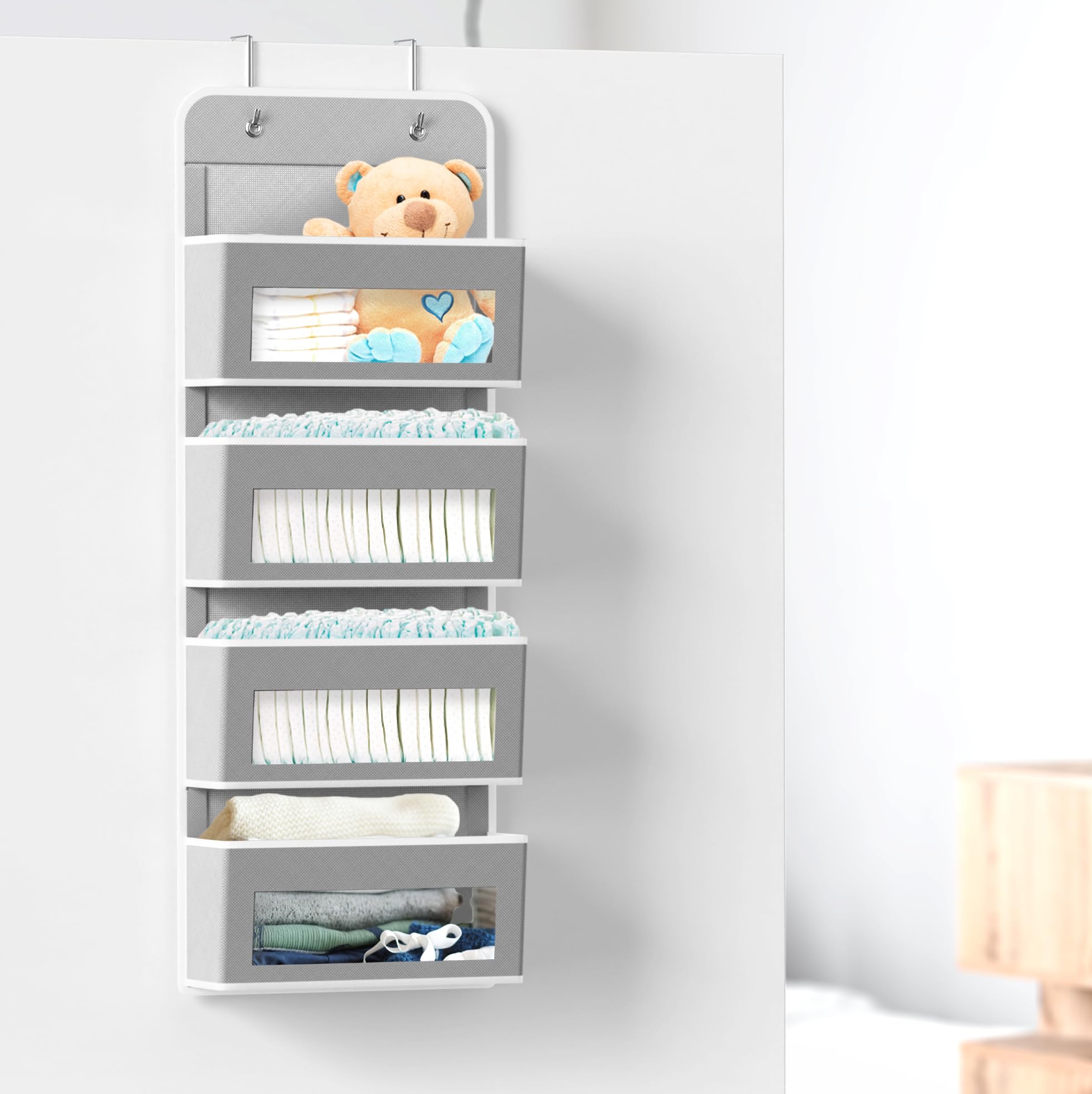 Simple Houseware tapered-pocket design saves space while keeping taller items accessible.