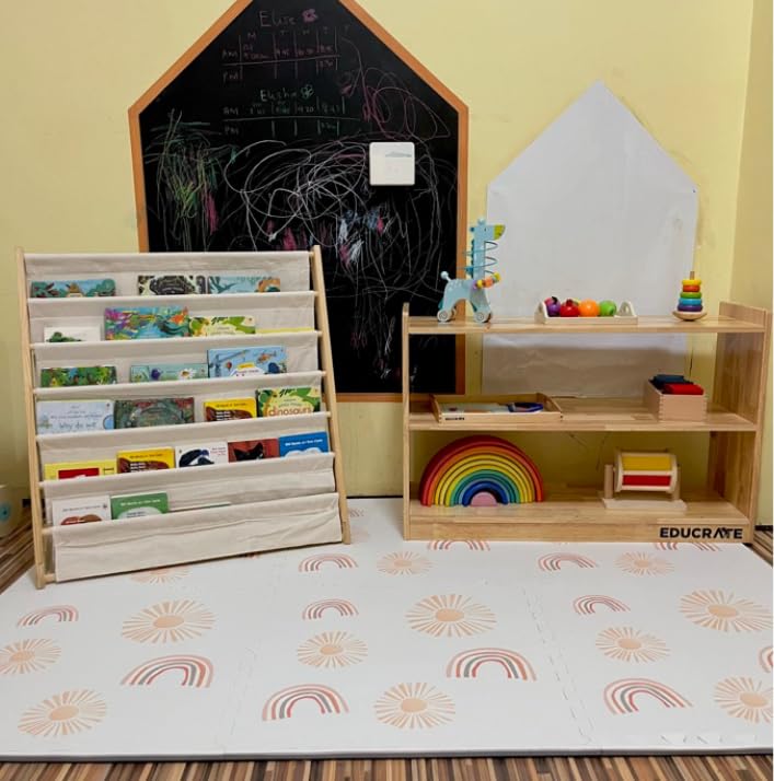 Simple Kid Co soft EVA foam tiles provide cushioned floor for little explorers.