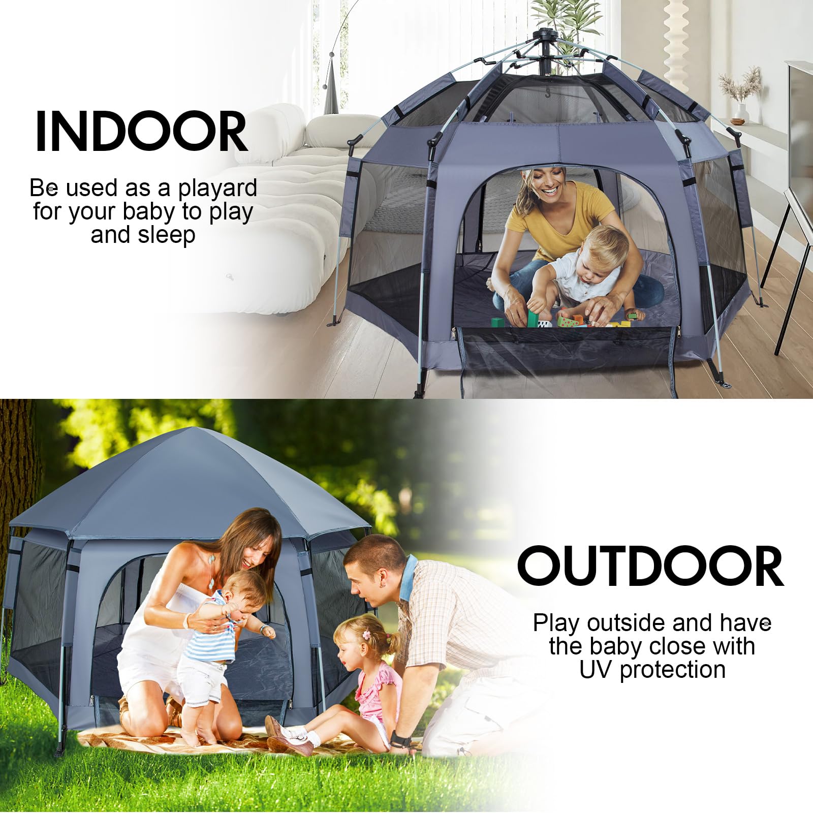 SIMPLGIRL Premium Playpen indoor-outdoor setup offers a large versatile play area.