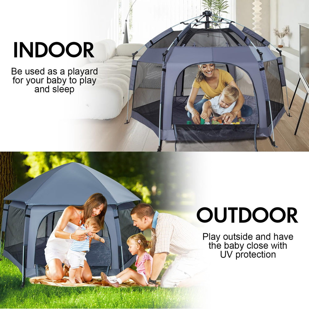 SIMPLGIRL Premium Playpen indoor-outdoor setup offers a large versatile play area.